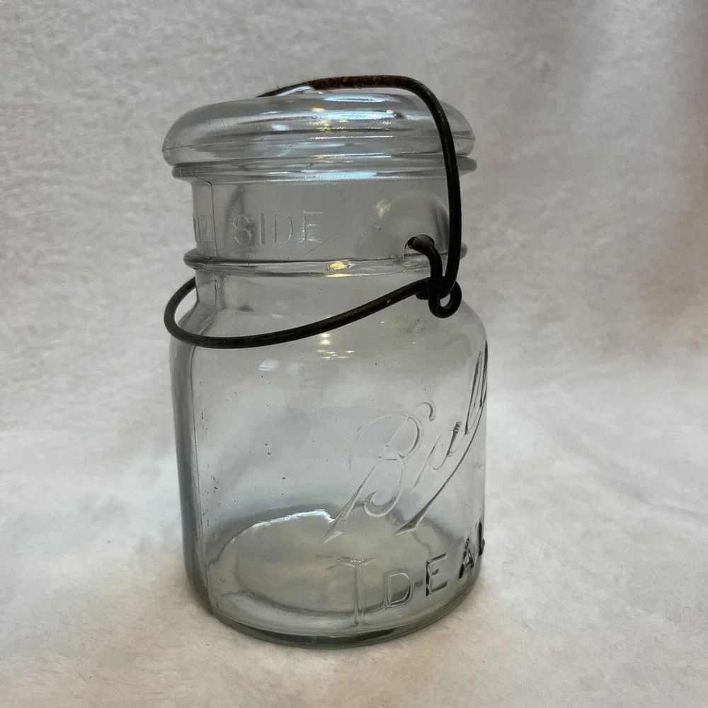 Ball Ideal Clear Glass‎ Pint Mason Jar with Lid and Wire Bail #4